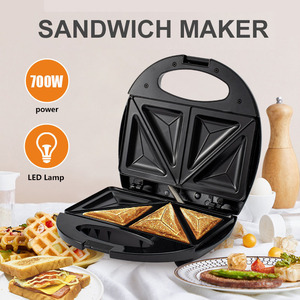 เครื่องทำแซนวิชไฟฟ้าสองด้านให้ความร้อนเครื่องทำแซนวิชสีทองสำหรับการอบอาหารเช้า - Product Image 4