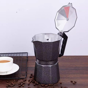 <span class=keywords><strong>Cafetière</strong></span> Moka en aluminium gris moucheté, style italien, octogonale, avec poignée noire - Product Image 3