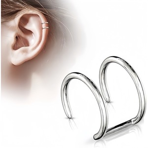 Stainless Steel Double C <b>Earrings</b> U Shape <b>Cuff</b> <b>Ear</b> Clips For Cartilage Nose Lip Unisex Everyday Wear Rainbow Black Silver - Product Image 4