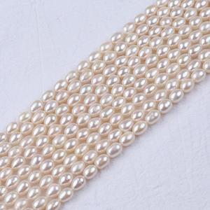 Perles de riz d'eau douce naturelles blanches Zhuji 7-8 mm, perles dispersées pour la vente en gros, accessoires de collier DIY - Product Image 3