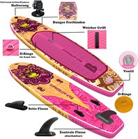 Planche de paddle gonflable double couche en EVA et PVC thermosoudée, polyvalente, portable, rose, capacité maximale 150 kg, pour le surf BAX