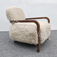 Chaise paresseuse en fourrure de laine confortable nordique moderne chaise longue de loisirs de salon en bois massif de haute qualité avec bras