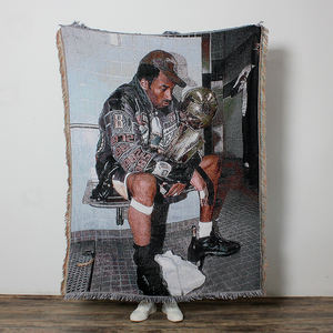 بطانية قابلة للارتداء مصنوعة من مزيج القطن والبوليستر المحبوك على الطراز الأمريكي، متوفرة بالجملة، مناسبة للاستخدام الخارجي، مع غطاء للرأس - Product Image 1