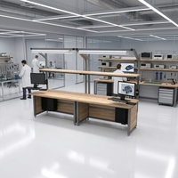 Banc de travail industriel double poste OEM/ODM, direct usine, avec plateau en bois massif et structure en acier robuste pour la production en usine