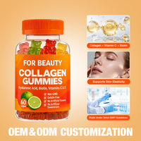 Complément Alimentaire Gommes de Collagène Beauté avec Vitamine C, Gommes Éclaircissantes pour la Peau, Biotine pour la Force des Cheveux, Suppléments Marque Blanche