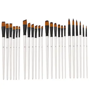 Weizhuang Artist Brush Factory Hot Sale 6pcs Pearl White Handle Nylon Hair Art Paint Brush For Art Painting