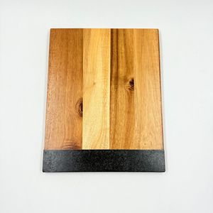Planche à découper rectangulaire en bois et marbre, 35,5x28 cm, double face, pour usage en cuisine - Product Image 1