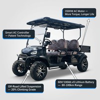 Voiturette de golf électrique tout-terrain homologuée pour la route, 4+2 places, coffre arrière, 60V, pour hôtels et complexes, OEM, faible MOQ, 35KM/H, 90km, châssis en acier, CE