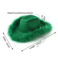Chapeau de cow-boy irlandais vert trèfle pour la fête de la Saint-Patrick, chapeau de cowgirl à bord en plumes duveteuses pour la Saint-Patrick