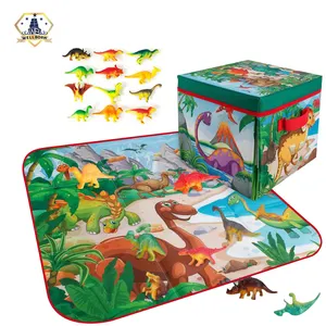Детский коврик-пазл с динозавром для сцены игры Детский мультяшный коврик для ползания игрушка складной ящик для хранения
