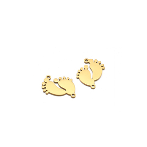 Breloques Adorables et Économiques en Acier Inoxydable Poli Miroir Plaqué Or 18K en Forme de Pieds de Bébé pour la Fabrication de Bijoux DIY en Gros - Product Image 2