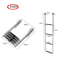 Échelle de bain télescopique 4 marches FOYO en acier inoxydable 304, résistante à la corrosion, durable et polie, pour accessoires de bateau/yacht/kayak/embarcation