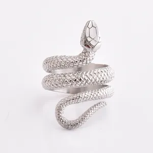 2023 wholesale cheap design stainless steel snake shaped rings punk hiphop style rings for women and men