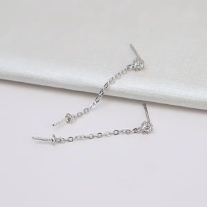 Boucles d'oreilles en argent S925 pour femme, tendance, 1020, accessoires de bricolage, forme de feuille simple, boucles d'oreilles personnalisées en perles, design à visser - Product Image 4