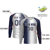 Camiseta de Béisbol Personalizada con Degradado, Manga Larga, Unisex, Absorbe la Humedad, con Nombre y Número Personalizados, Ropa Deportiva de Equipo
