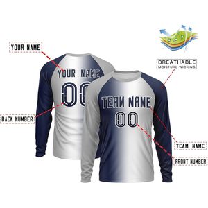 Camiseta de Béisbol Personalizada con Degradado, Manga Larga, Unisex, Absorbe la Humedad, con Nombre y Número Personalizados, Ropa Deportiva de Equipo - Product Image 3