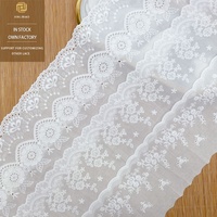 Dentelle en coton peigné doux 100% avec broderie délicate à motif floral pour textiles de maison, artisanat et accessoires vestimentaires pour enfants