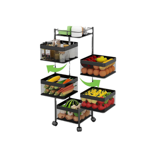 Venta al por mayor estante de metal de 5 niveles multicapa cesta de verduras de almacenamiento giratoria de 360 grados estante de cestas giratorio - Product Image 2