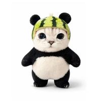 Peluche Panda Mignonne avec Chapeau Pastèque, Jouet en Peluche Amusant, Rembourrage en Coton PP Doux, Poupée pour Cadeau, Vente en Gros pour Magasins