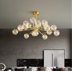 Vàng Hình Dạng Ngôi Sao Hiện Đại Đơn Giản Phong Cách Đồng Ánh Sáng Mặt Dây Chuyền Trong Nhà Treo Thủy Tinh Đèn Chùm Cho Nhà Bếp Phòng Ngủ Ăn Chiếu Sáng - Product Image 6