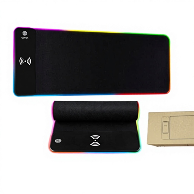 Wireless Charging Non-Slip 4mm Thick RGB Illuminated Multifunctional 15W Fast Charge Extra-Large Colorful Lighting Gaming Pad