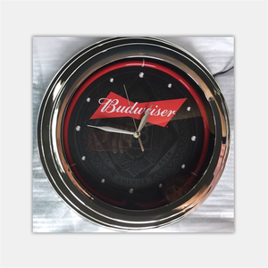 للبيع بالجملة بسعر المصنع في الصين ساعة نيون معدة مخصصة مطلية بالكروم مقاس 15 بوصة لتزيين المنزل والحانة - Product Image 2