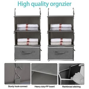 Organizador Colgante Desmontable para Ropa con Bolsa Lateral y 2 Estantes Separables para Armario - Product Image 4