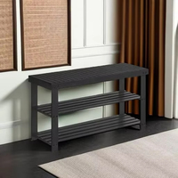 Banc à chaussures en bambou moderne multifonction à 3 niveaux, organisateur de rangement pour l'entrée, support pour la porte d'entrée, la chambre à coucher, le salon