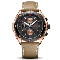 Montre pour garçon MEGIR 2074, bracelet en cuir véritable, étanche, lumineuse, date automatique, ensemble de montres de sport pour tous les types d'activités