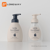 PET 250ml plástico líquido lavavajillas espuma líquida Mousse botella cosmética cuidado de la piel serigrafía transparente tapón de rosca Longway