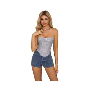 Европейский и американский женский летний облегающий сексуальный топ с блестками и открытой спиной - Product Image 5