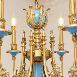 Candelabro de latón francés de 8 luces para comedor, cocina, Isla, sala de estar, dormitorio, decoración, candelabro de cerámica - Product Image 5