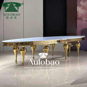 โต๊ะรับประทานอาหารทรงวงรีสแตนเลสสตีลสีทองดีไซน์ทันสมัยแบบปรับเปลี่ยนได้ เหมาะสำหรับใช้ในบ้านและโรงแรม - Product Image 3