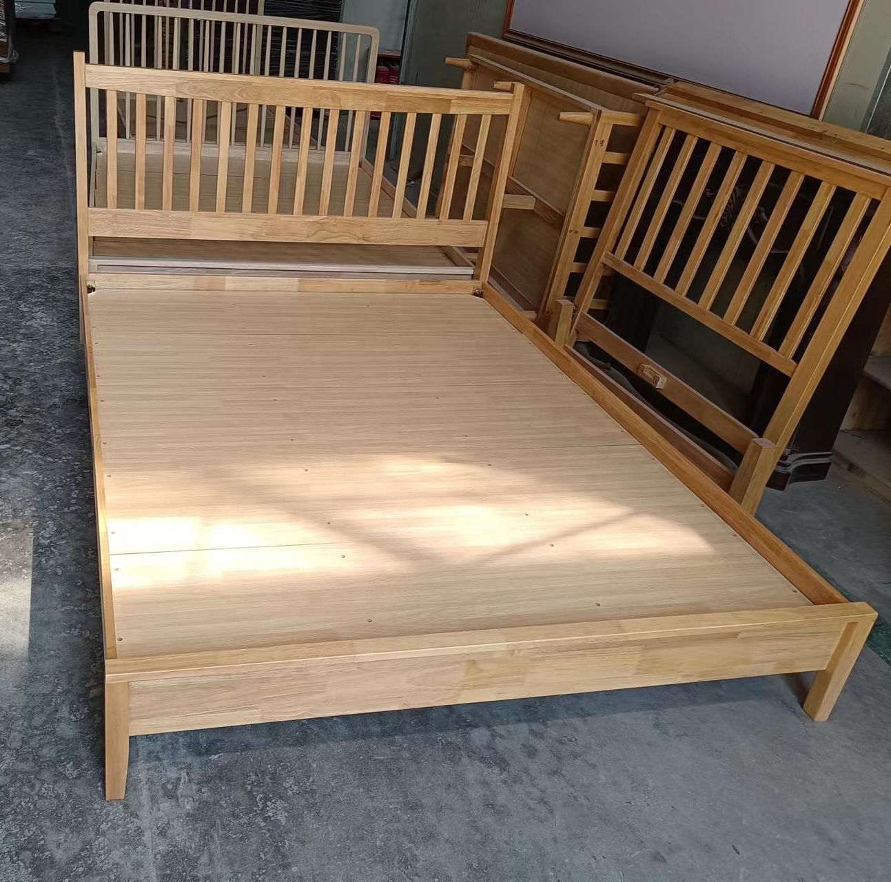 Tempat Tidur Kayu Solid Simpel Gaya Eropa, Set Furniture Kamar Tidur Minimalis Jepang Modern