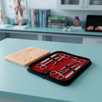 Ensemble d'instruments de formation chirurgicale en acier inoxydable, ciseaux, porte-aiguilles, kit d'outils de pratique de suture pour étudiants en médecine