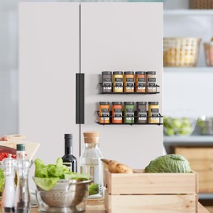 Magnetic Spice Rack For Refrigerator Black Steel Hanging Organizer With Adjustable Shelves For Kitchen Storage - Product Image 4