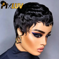 Perruque Courte en Cheveux Humains Naturels, Cheveux Vietnamiens Bruts, Perruque Pixie Sans Colle, Fournisseurs de Perruques 100% Cheveux Humains, Perruque Brute à Cuticules Alignées