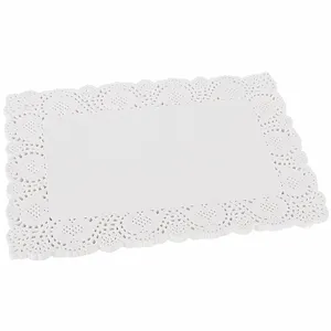 Taplak meja renda persegi panjang putih, taplak meja (100 Pak) untuk kue, alas Dekorasi Pernikahan dan kemasan