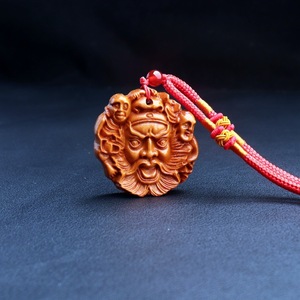 Linglong Pavilion - Llavero con colgante de madera de durazno Zhong Kui de 4 cm, estilo chino, accesorio para llaves de coche - Product Image 3