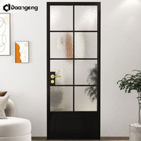 Pintu Dapur Kaca Tempered Berlapis Es untuk Lemari Kamar Tidur Bergaya Midcentury dengan Rangka Aluminium dan Engsel Penutup Lembut