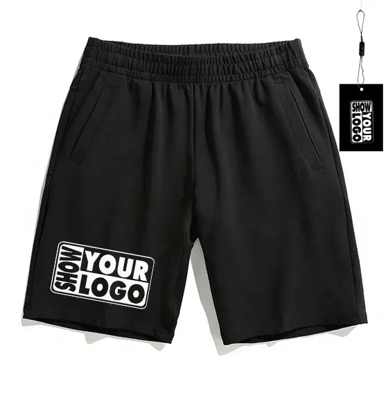 Free shipping custom design 95% cotton 5% spandex 270gsm terry quality men's workout shorts with your logo free swing tags offer