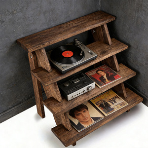 Multi Tiered Wooden Display Rack 4 Layers Brown Standing Type Multipurpose <b>Desktop</b> Storage <b>Shelf</b> for Plants and Decor - Product Image 2