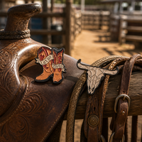 Westelijke Cowgirl Metalen Hard Emaille Pin Collectie Yee Haw Hoed Laarzen Koe Print Cactus Woestijn Broche Land Badge Cadeau voor Vrouwen