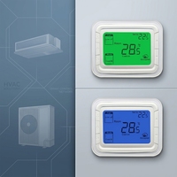 Thermostat numérique T6861 à 3 vitesses pour ventilo-convecteur carré 2/4 tuyaux, fonction carte-clé, 220V, en PC+ABS ignifuge, design moderne pour villa