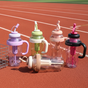 Vaso de Plástico de Gran Capacidad con Tapa, Asa, Popote e Infusor de Té - Para Estudiantes, Bebida Directa, Ecológico y Apto para Agua Hirviendo - Product Image 1