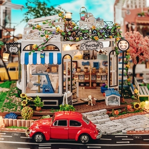 IECREATE <span class=keywords><strong>Maison</strong></span> de poupée Pet <span class=keywords><strong>Club</strong></span> K-1065 Jouets éducatifs Cadeaux Artisanat DIY <span class=keywords><strong>Maison</strong></span> de poupée miniature Pet <span class=keywords><strong>Club</strong></span> - Product Image 2