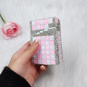 Boîte à cigarettes automatique en alliage d'aluminium, 20 emplacements, <span class=keywords><strong>luxe</strong></span>, fine, décorée de cristaux scintillants, étui à cigarettes pour femmes - Product Image 6