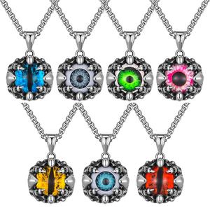 Colliers avec pendentif œil du diable cornes en acier inoxydable 316L collier créatif yeux maléfiques rouges pendentif pour hommes bijoux - Product Image 2