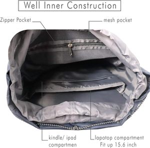 Free Sample Custom High Quality <b>Recycled</b> Polyester Canvas Waterproof Laptop Top Roll <b>Backpack</b> with PVC Lining - Product Image 6