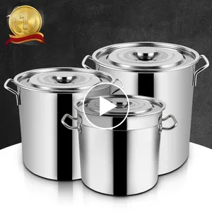 CURTA 100 Quart Large Stock Pot with Lid and Basket, NSF Listed, 3-Ply 18/8  Stainless Steel Cooking Pot, Commercial Cookware for Soup, Stew & Sauce